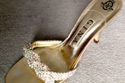 Gina Crystal and Leather Evening Sandals