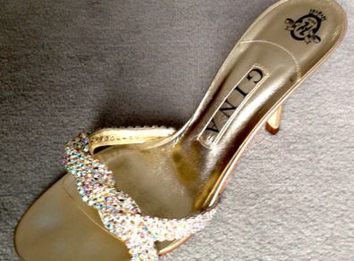 Gina Crystal and Leather Evening Sandals