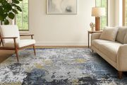 Living Room Rug  Modern Abstract Low Pile Area Carpet Non Slip Washable Mat for Bedroom Hallway Kitchen Laundry  Entryway Utility Beside Sofa Office Blue Gold