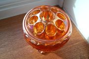 Vintage  Art Deco  Carnival Amber Rose Bowl