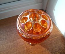 Vintage  Art Deco  Carnival Amber Rose Bowl