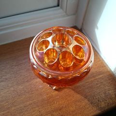 Vintage  Art Deco  Carnival Amber Rose Bowl