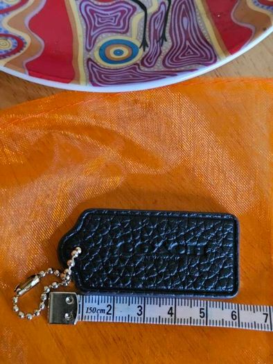 Coach Small Black Leather Bag Tag / Authentic / BRAND NEW