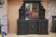 Lioncrest Carved Solid Oak Mirror-Back Sideboard