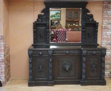 Lioncrest Carved Solid Oak Mirror-Back Sideboard