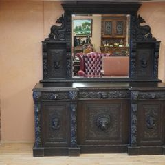 Lioncrest Carved Solid Oak Mirror-Back Sideboard
