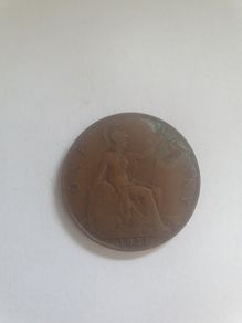 Great Britain UK 1921 One Penny George V Coin - free standard postage