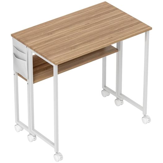 80 cm Drop Leaf Writing Work Desk - Natural Wood Finish