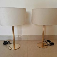 Luxury Gold Metal & Cream Velvet Table Lamps
