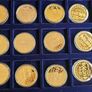 European Union 1998 2000 Gold Plated Proof Coin Medal Lot of 12 in Mahogany Holder 40mm Image 6