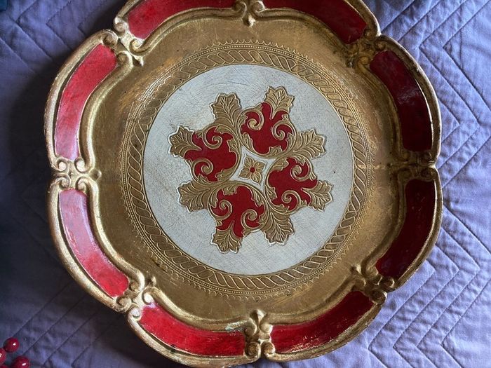 Fab red gold florentine tray