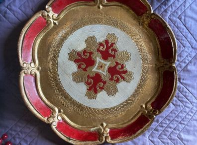 Fab red gold florentine tray