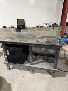 work bench + mini fridge