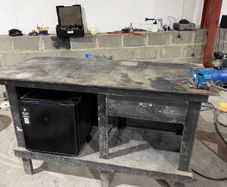 work bench + mini fridge
