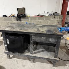 work bench + mini fridge
