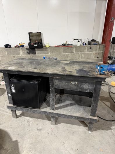 work bench + mini fridge