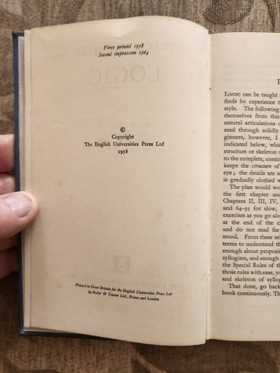 Teach Yourself Logic. By A.a. Luce. Second Edition 1964. Hardback In Good Condition. See Photos For Same.