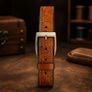 Unisex Genuine Leather Belt Vintage Embossed Design with Antique Buckle Casual & Formal Waist Belt Image 9