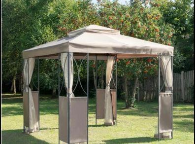 Luxury Steel Framed Gazebo - Taupe.  2.5 x H2.6m