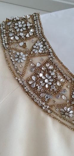 MARCHESA 100% silk mini dress with jewel encrusted scooped neck Sz 10 - Rrp 495 USD