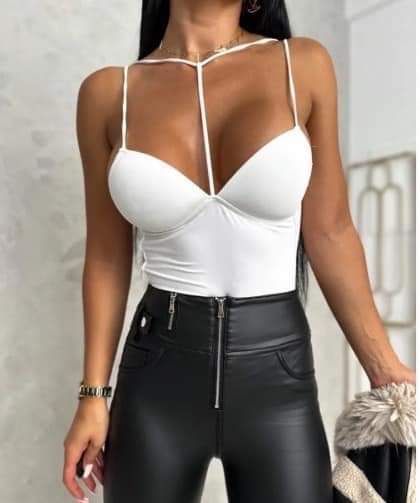 White top with thin straps