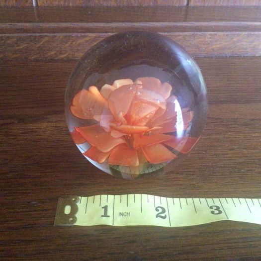A pair of floral clear glass paperweights