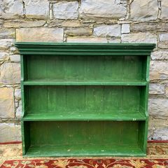 Large Antique Victorian Painted Pine Breakfront Bookshelf.