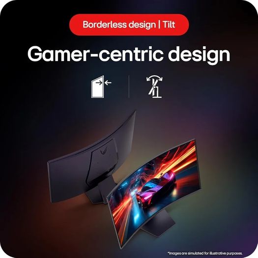 LG UltraGear Curved Gaming Monitor 32GS60QC, 32 inch, 1440p, 180Hz, 1ms Response Time, VA Panel, AMD FreeSync, Smart Energy Saving, DisplayPort, HDMI