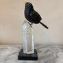 Hand-Carved Gemstone Blackbird on Tall Clear Quartz Crystal Point Image 7