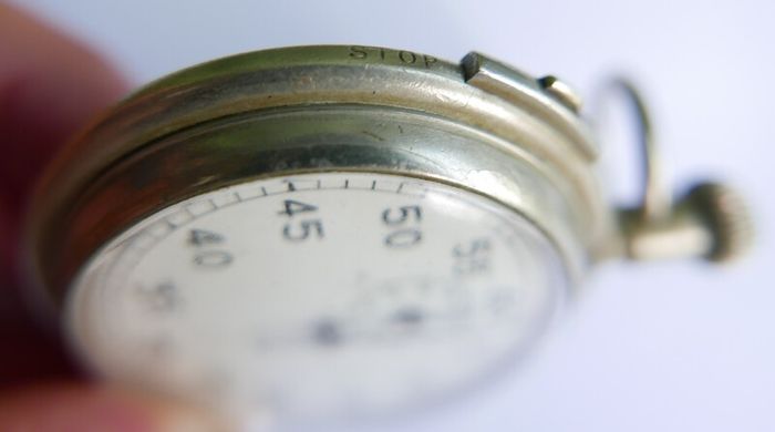 Military Pocket Watch Stopwatch Timer Antique CUPREL Dennison Watch Case (works well)