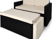 Polyrattan two-seater sofa incl. Ottoman with storage space sun lounger rattan lounge