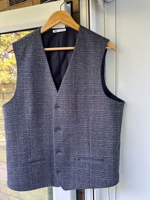 Zara Man Glen Plaid '4-Way Stretch' Comfort Knit Waistcoat Vest - Size XL / 44