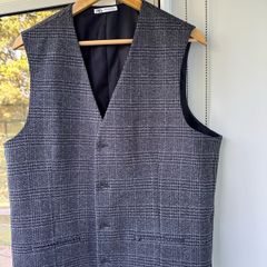 Zara Man Glen Plaid '4-Way Stretch' Comfort Knit Waistcoat Vest - Size XL / 44