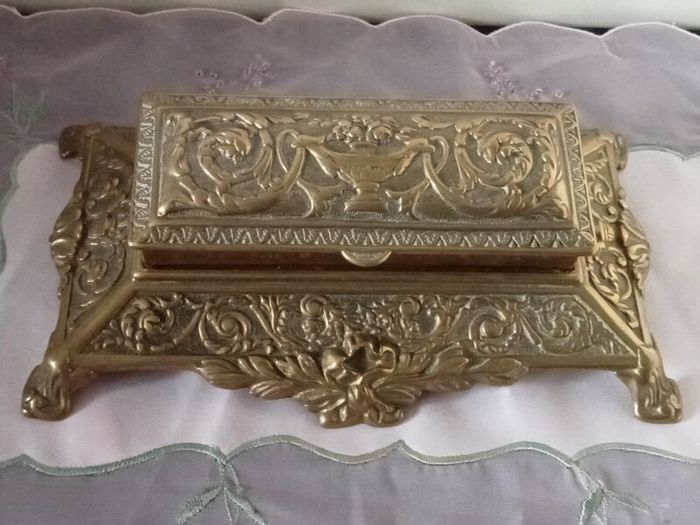 Vintage Large Art Nouveau  Brass Stamp Holder