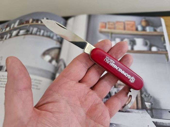Vintage Victorinox Bantam 84mm Swiss Army Knife with Advertising Metal inlay Collectable