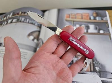 Vintage Victorinox Bantam 84mm Swiss Army Knife with Advertising Metal inlay Collectable