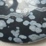 Vintage Modernist Sterling Silver Snowflake Obsidian Disk Pendant Necklace 925 Image 4