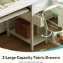 Computer Desk with Drawers & Power Outlets, Office Desk with Storage Monitor Stand, Reversible Small Desks for Home Office Bedroom, 120 / 50cm, White Image 8