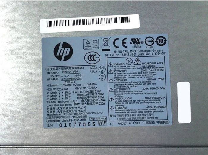 HP 320W Power Supply 503378-001 508154-001 8000 Elite HP 8000 8100 8200 8300 PS-4321-1HB (611483-001)