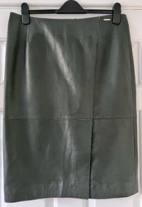 Ladies Vintage Dark Green Leather Skirt by Elton