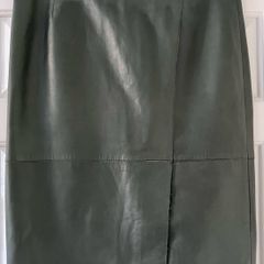 Ladies Vintage Dark Green Leather Skirt by Elton