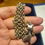 Vintage Stamped Sterling Silver Heavy Elaborate Chain and Cat Pendant Image 6