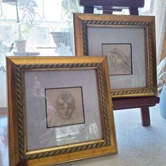 Two framed reproduction of vintage sketches