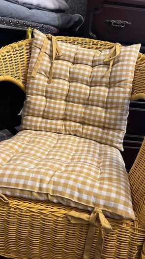 Wicker chair with cushions