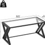 Coffee Table, Living Room Table, Center Tea Tables, Glass Coffee Table, End Sidetable with Black Metal Frame for Living Room Bedroom Office, Modern Open Design, 39 x 19 x 18 IN, Transparent Glass Image 2