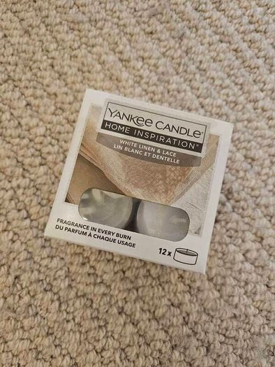 Yankee tealights white linen & lace