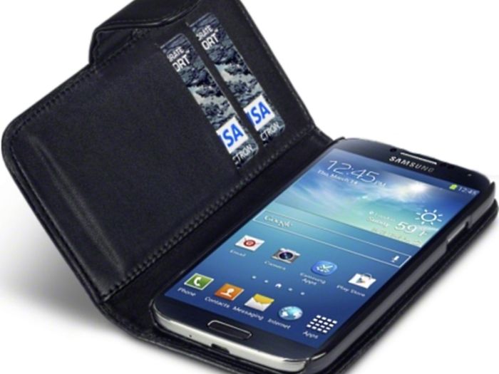SAMSUNG i9500 GALAXY S4 Wallet Case Cover in Black / Pink