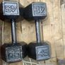 vintage 45 lb cast iron  hex dumbells Image 2