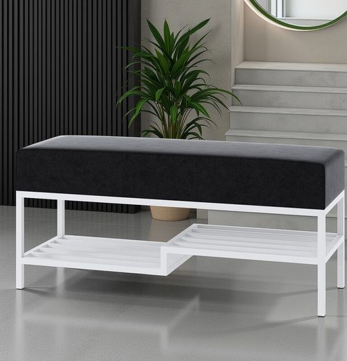 Ashton Modern Upholstered Bench with Shoe Rack