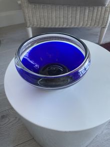 Vintage Heavy Beautiful Cobalt Glass Bowl